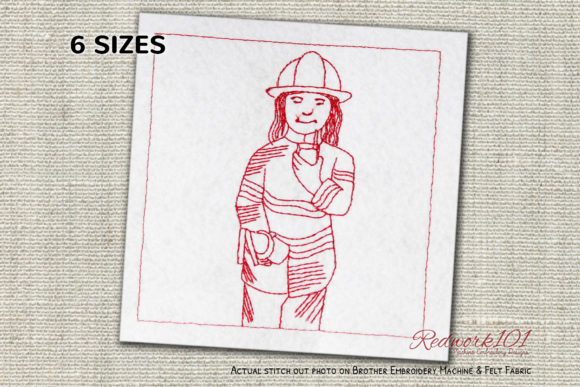 Review: Female Fire Fighter Redwork for Holiday Gifts
