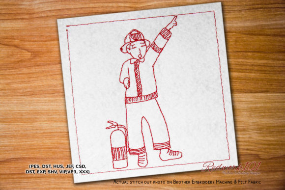 Reviewing Fireman in Action Redwork for Real Projects