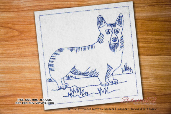 Reviewing Pembroke Welsh Corgi Dog Redwork for Etsy Shops